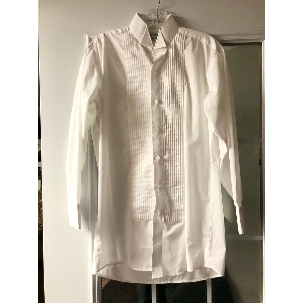 Southeastern Mens White Pleated Tuxedo Shirt Comfort Neck Size S1 Formal